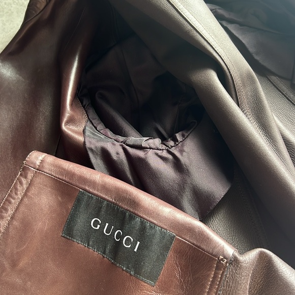 *RARE* 90’s Gucci by Tom Ford Vintage F/W Runway Leather Coat chocolate brown 42 - Picture 12 of 17